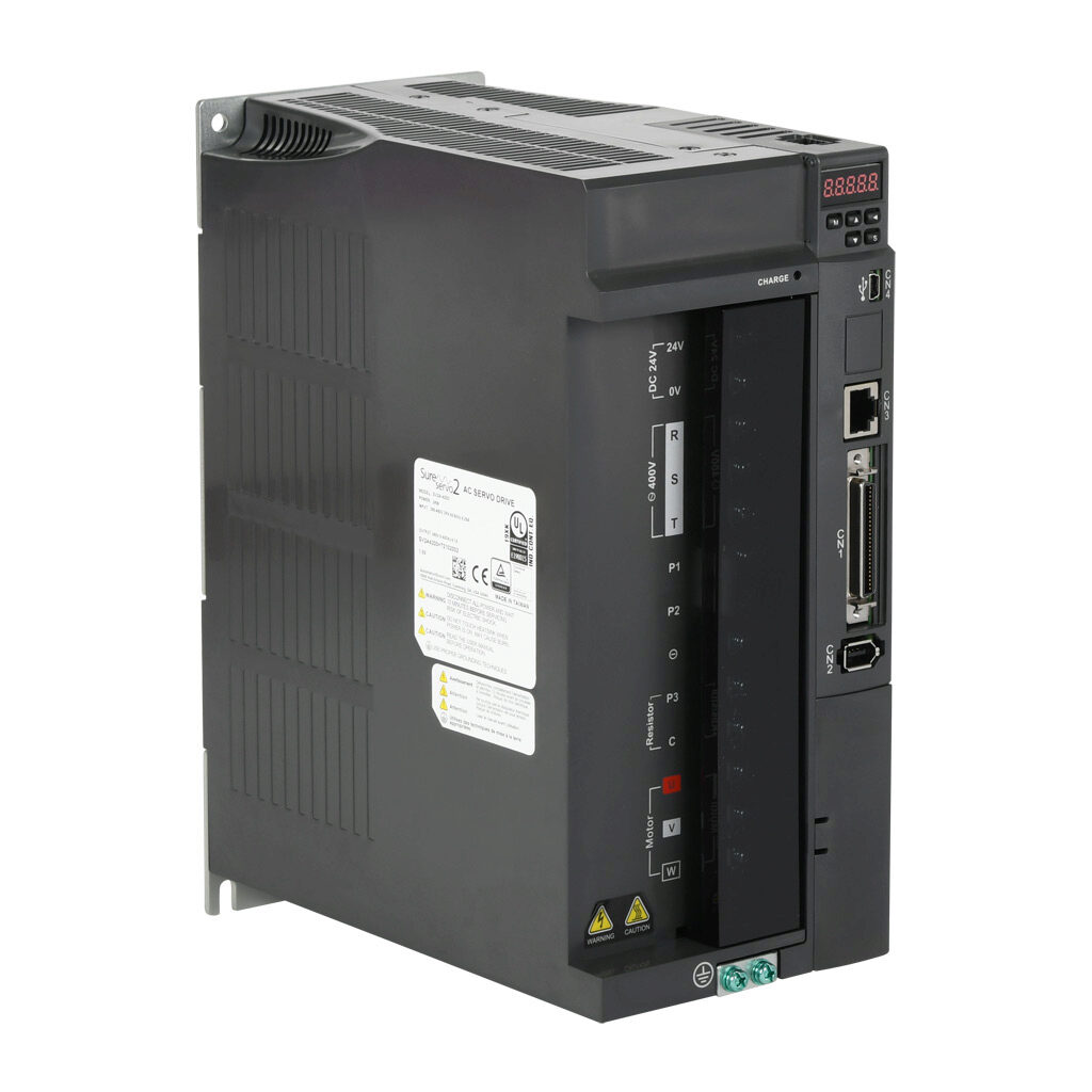 SV2A-4200 - SureServo2 servo drive, 2 kW, 460 VAC, 3-phase, (1) RS-485 (RJ45) port(s), Modbus RTU and Modbus ASCII. For use with 2 kW systems. Optional EtherNet/IP and Modbus TCP cards available.