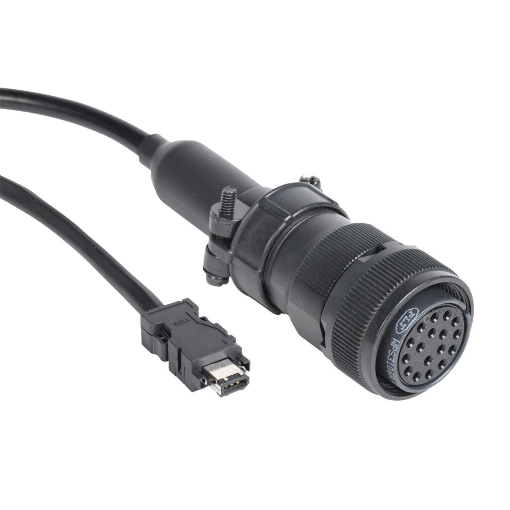 SV2C-E222-05NN - SureServo2 encoder feedback cable, mating connectors, 16.4ft/5m cable length. For use with 1 kW-15 kW SureServo2 motors.