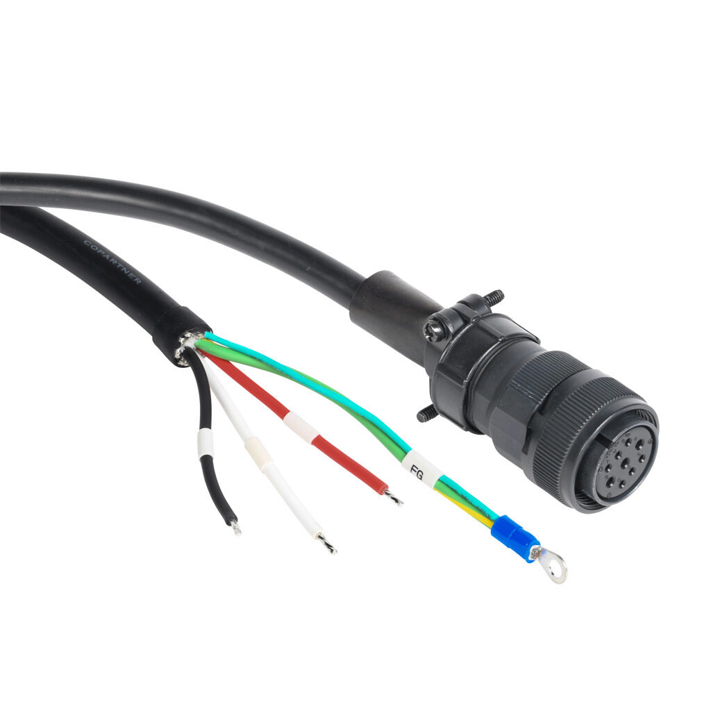 SV2C-PC16-03NN - SureServo2 power cable, mating connectors, 9.8ft/3m cable length. For use with 230 VAC 1 kW low inertia and 460 VAC 1 kW-2 kW SureServo2 motors without brake.