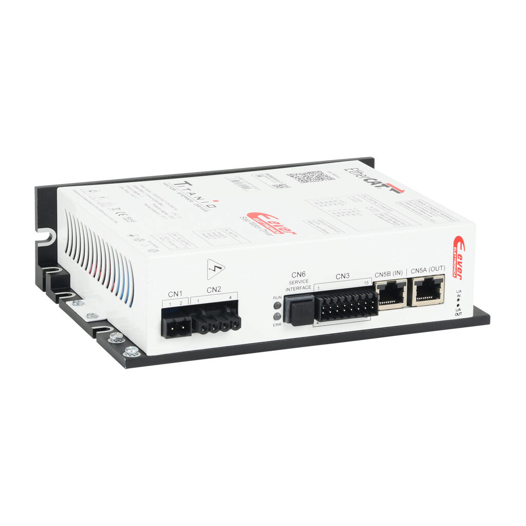 SW3A9030H241-21 - Ever Motion Solutions AC open loop microstepping stepper drive, 3A per phase, 2-phase output, 100-240 VAC, bipolar, velocity and position mode, 200 to 65536 steps per revolution, EtherCAT. Requires separate connector kit or cables.