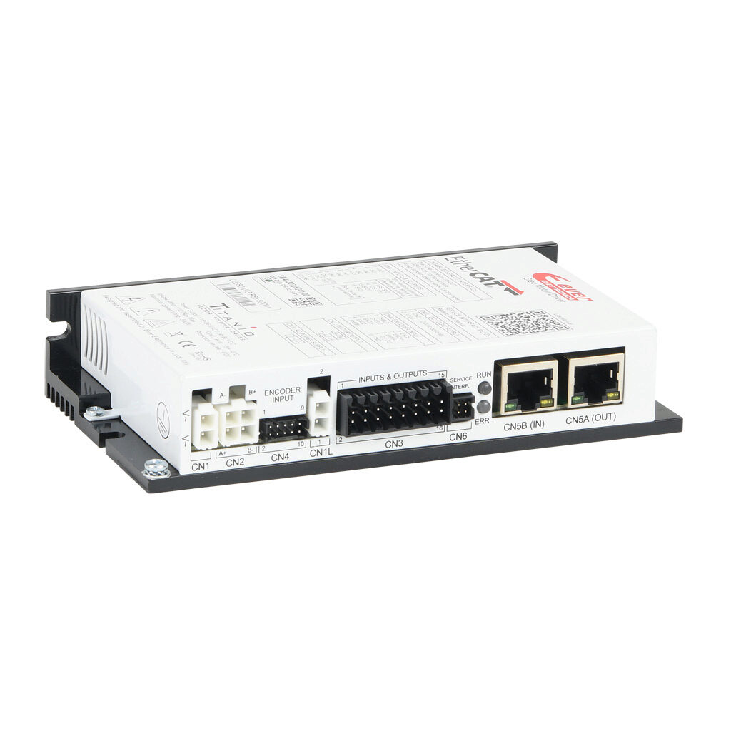 SW4A3070H241-00 - Ever Motion Solutions AC/DC open/closed loop microstepping stepper drive, 7.1A per phase, 2-phase output, 18-56 VAC/24-48 VDC, bipolar, torque, velocity and position mode, 200 to 65536 steps per revolution, EtherCAT. Requires sep...