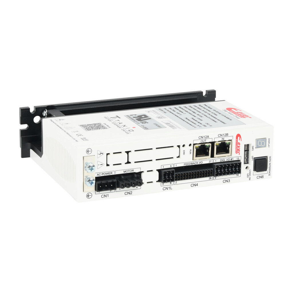 SW5A5080H221-30 - Ever Motion Solutions AC open/closed loop microstepping stepper drive, 8A per phase, 2-phase output, 85-120 VAC (24 VDC control power), bipolar, torque, velocity and position mode, 200 to 65536 steps per revolution, EtherCAT. Req...