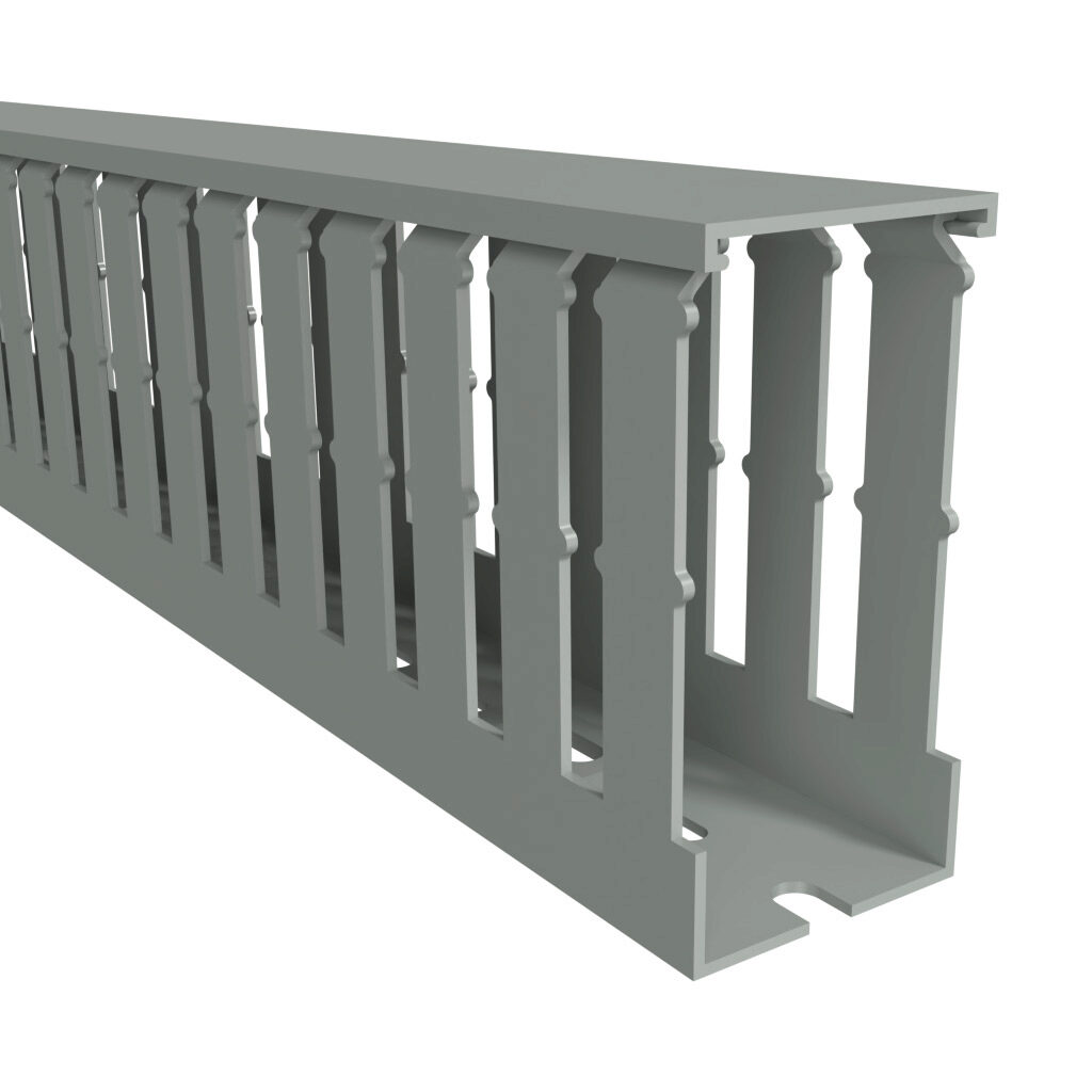T1-1530G1-1 - Iboco T1 series open slot wide finger wire duct, 1.5in width, 3in height, 3.2ft/1m length, gray. Cover included.