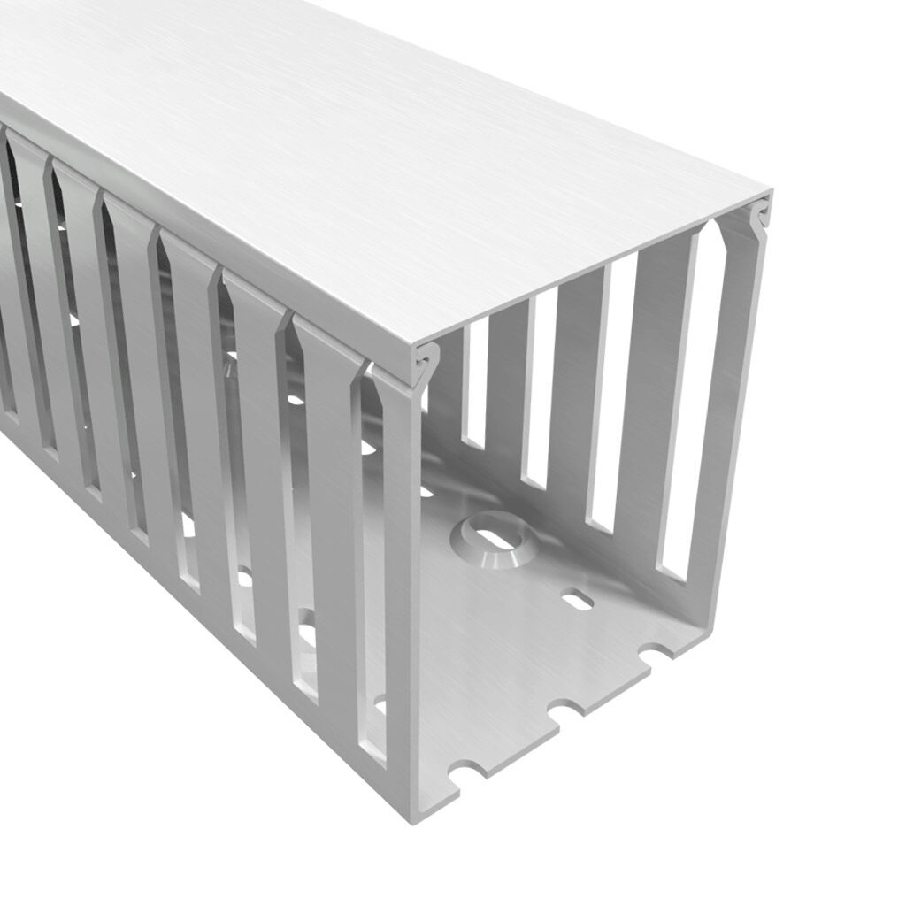 T1-3040W-1 - Iboco T1 series open slot wide finger wire duct, 3in width, 4in height, 6.5ft/2m length, white. Cover included.