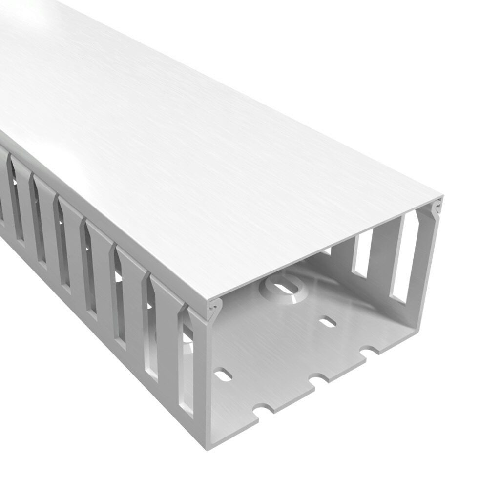 T1-4022W-1 - Iboco T1 series open slot wide finger wire duct, 4in width, 2.25in height, 6.5ft/2m length, white. Cover included.