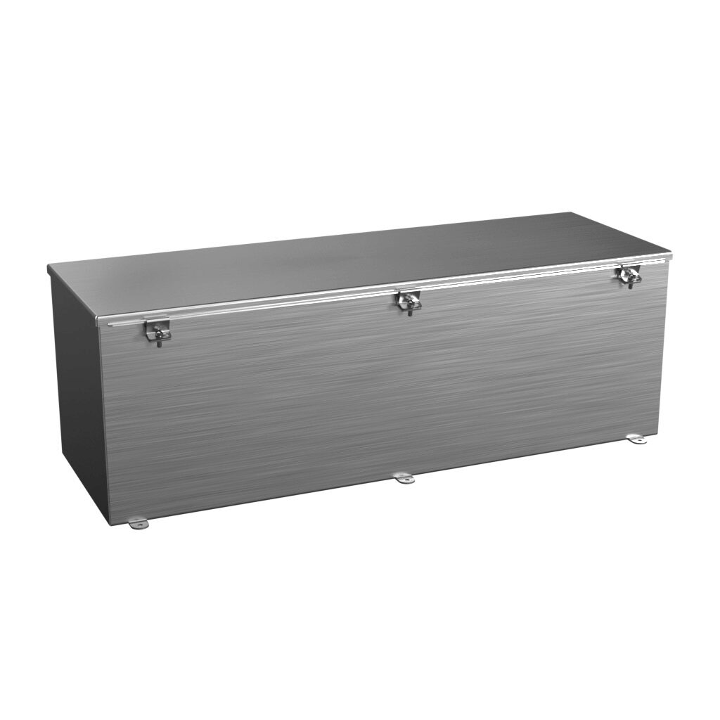 T121236CHSS - Wiegmann wiring trough, 12 x 12 x 36in (HxDxL), NEMA 1/4/4X/12, 304 stainless steel, No. 3 intermediate polished finish, single-door.