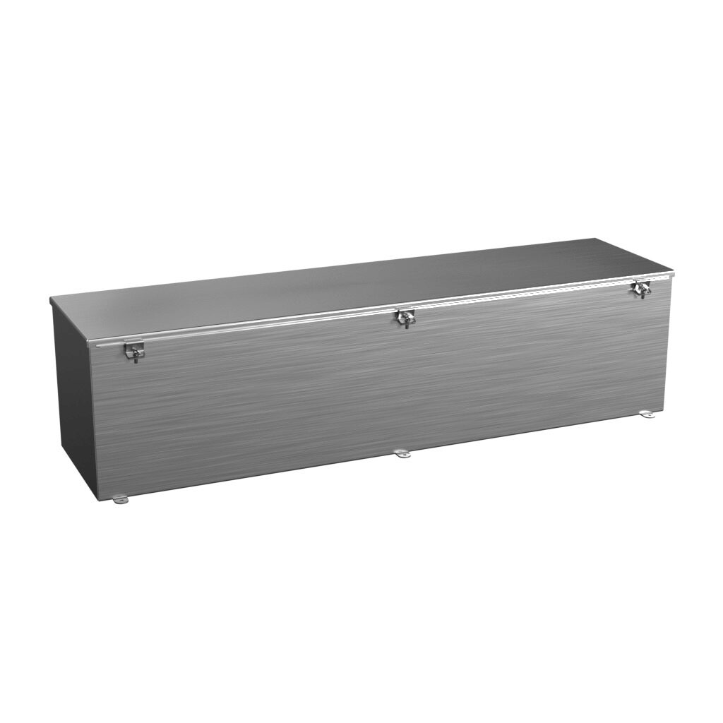 T121248CHSS - Wiegmann wiring trough, 12 x 12 x 48in (HxDxL), NEMA 1/4/4X/12, 304 stainless steel, No. 3 intermediate polished finish, single-door.
