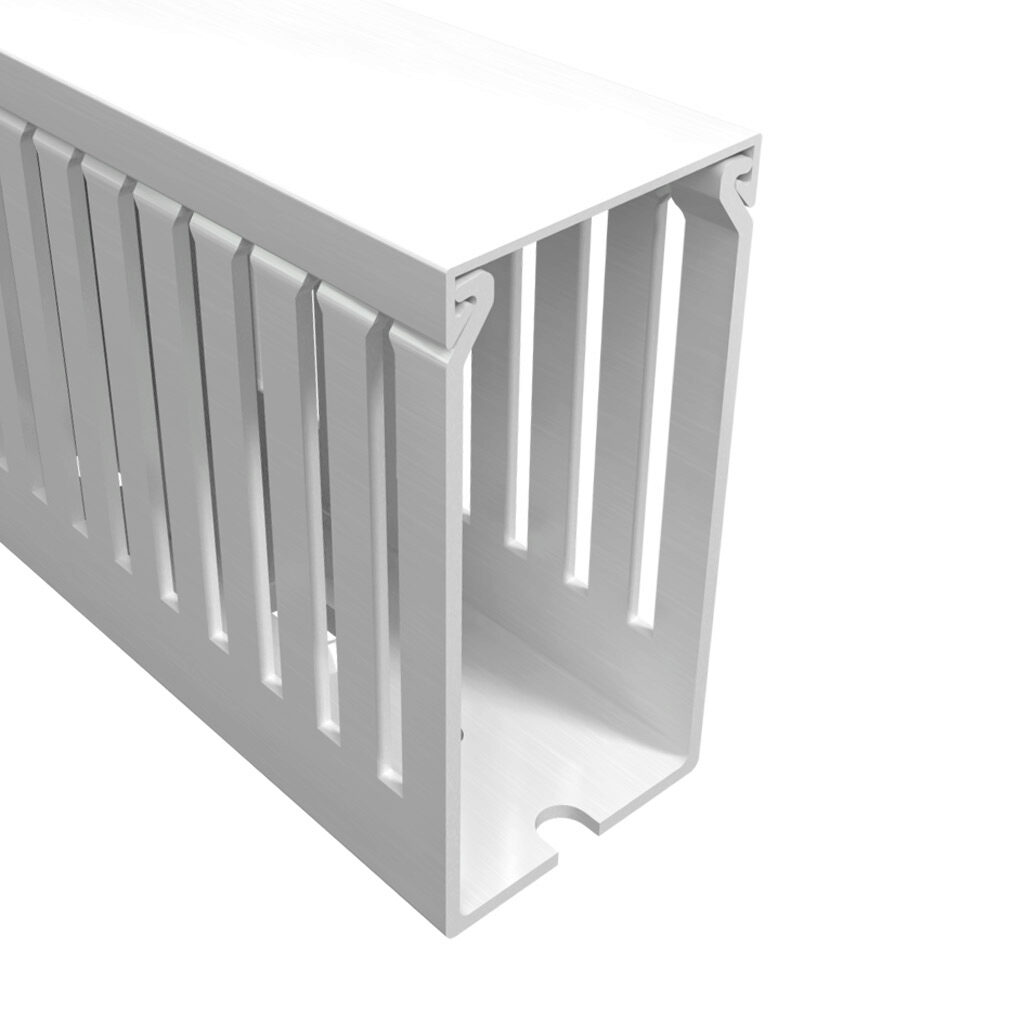T1E-1530W-1 - Iboco T1E series open slot narrow finger wire duct, 1.5in width, 3in height, 6.5ft/2m length, white. Cover included.