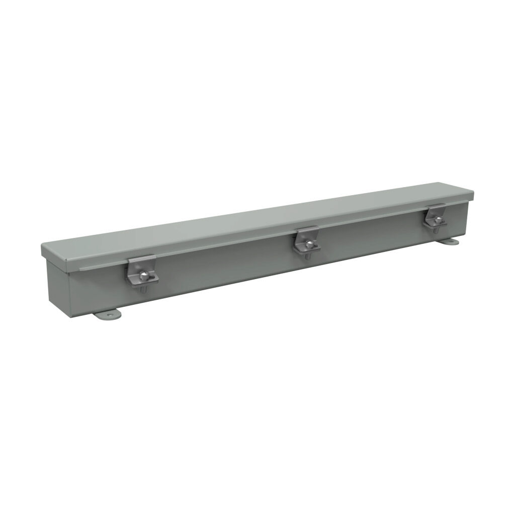 T2224CH - Wiegmann wiring trough, 2.5 x 2.5 x 24in (HxDxL), NEMA 4, carbon steel, ANSI 61 gray, powder coat finish, single-door.