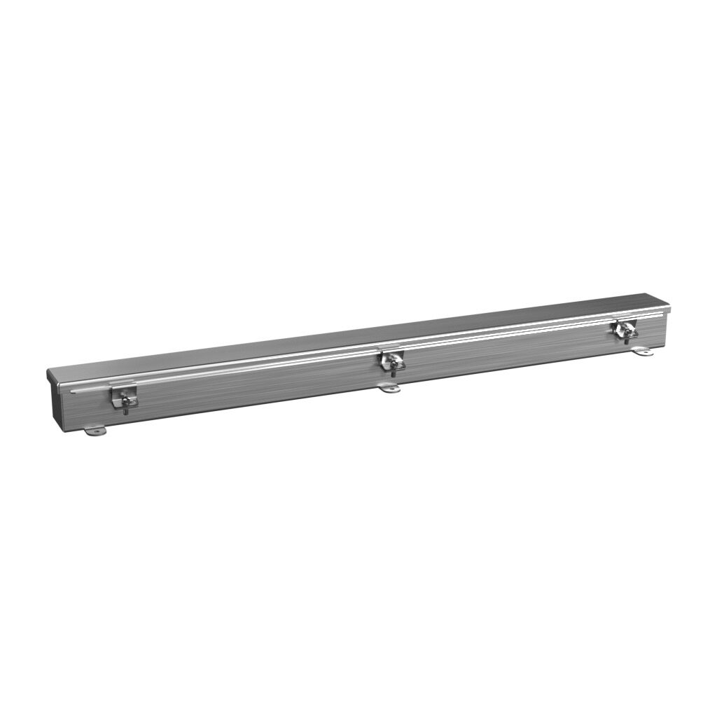 T2236CHSS - Wiegmann wiring trough, 2.5 x 2.5 x 36in (HxDxL), NEMA 1/4/4X/12, 304 stainless steel, No. 3 intermediate polished finish, single-door.