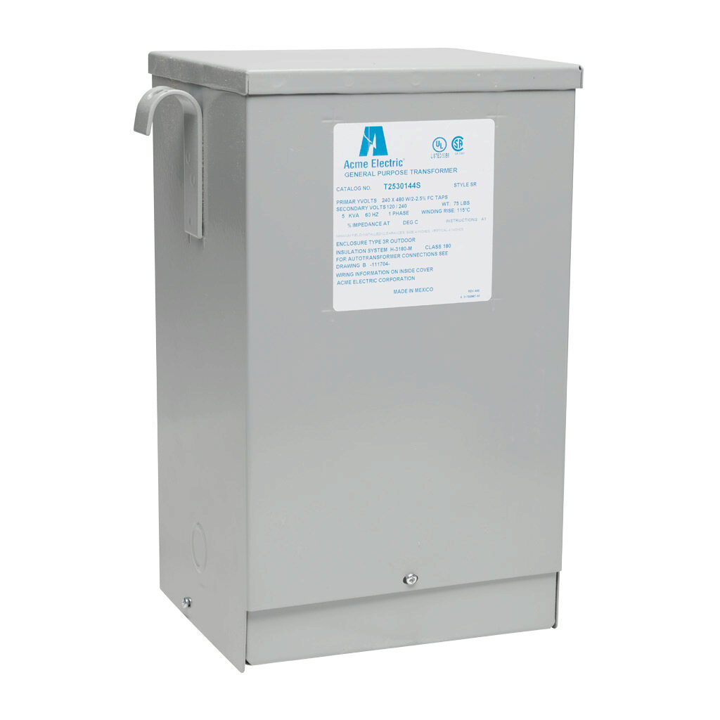 T2530144S - ACME general purpose transformer, encapsulated core, 5 kVA, 1-phase, 240/480 VAC, 120/240 VAC secondary, 60 Hz, electrostatic shield, NEMA 3R, wall mount.