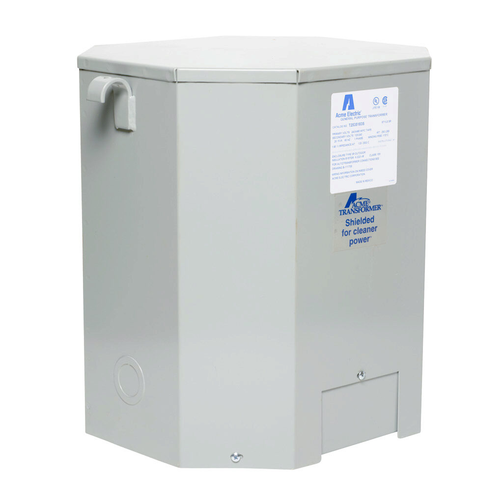 T2535183S - ACME general purpose transformer, encapsulated core, 25 kVA, 1-phase, 240/480 VAC, 120/240 VAC secondary, 60 Hz, electrostatic shield, NEMA 3R, wall mount.