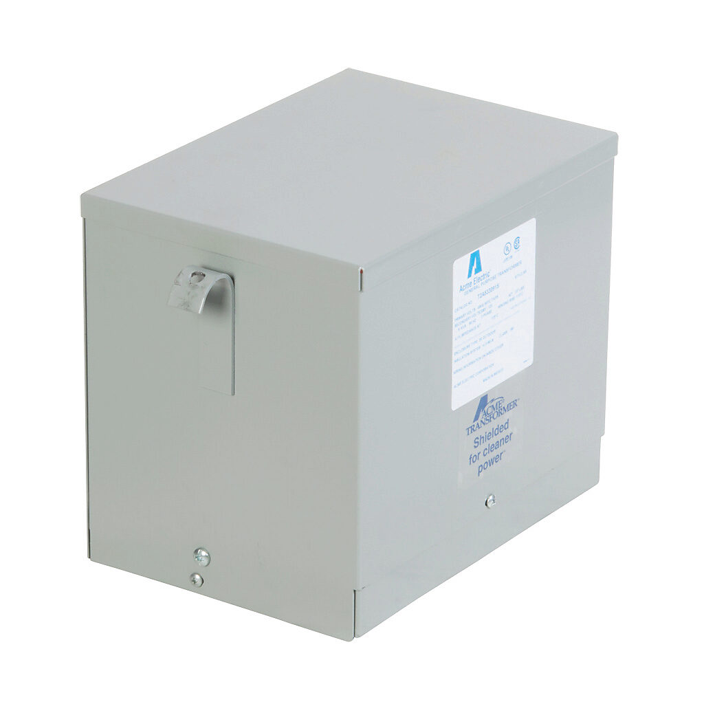 T2A533091S - ACME general purpose transformer, encapsulated core, 6 kVA, 3-phase, 480 VAC Delta, 208Y/120 VAC secondary, 60 Hz, electrostatic shield, NEMA 3R, wall mount.