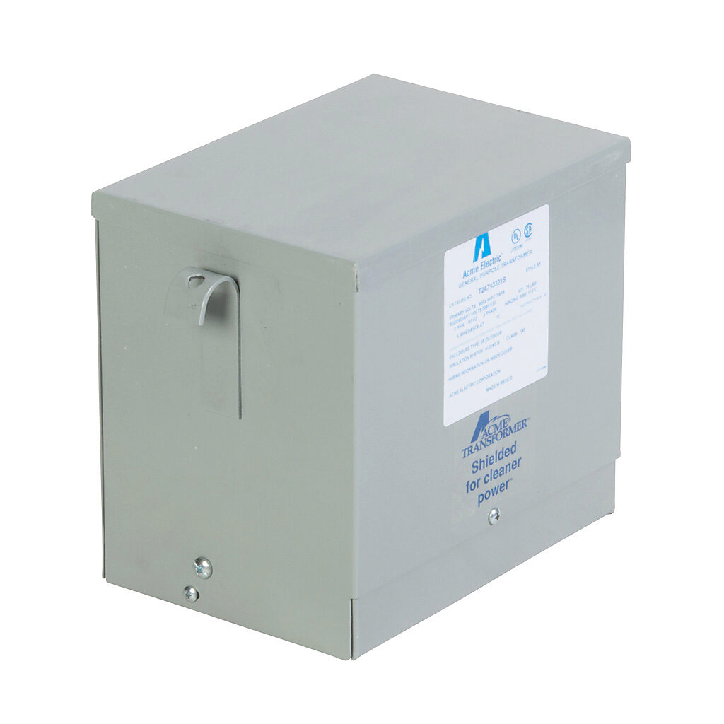 T2A793301S - ACME general purpose transformer, encapsulated core, 3 kVA, 3-phase, 600 VAC Delta, 208Y/120 VAC secondary, 60 Hz, electrostatic shield, NEMA 3R, wall mount.