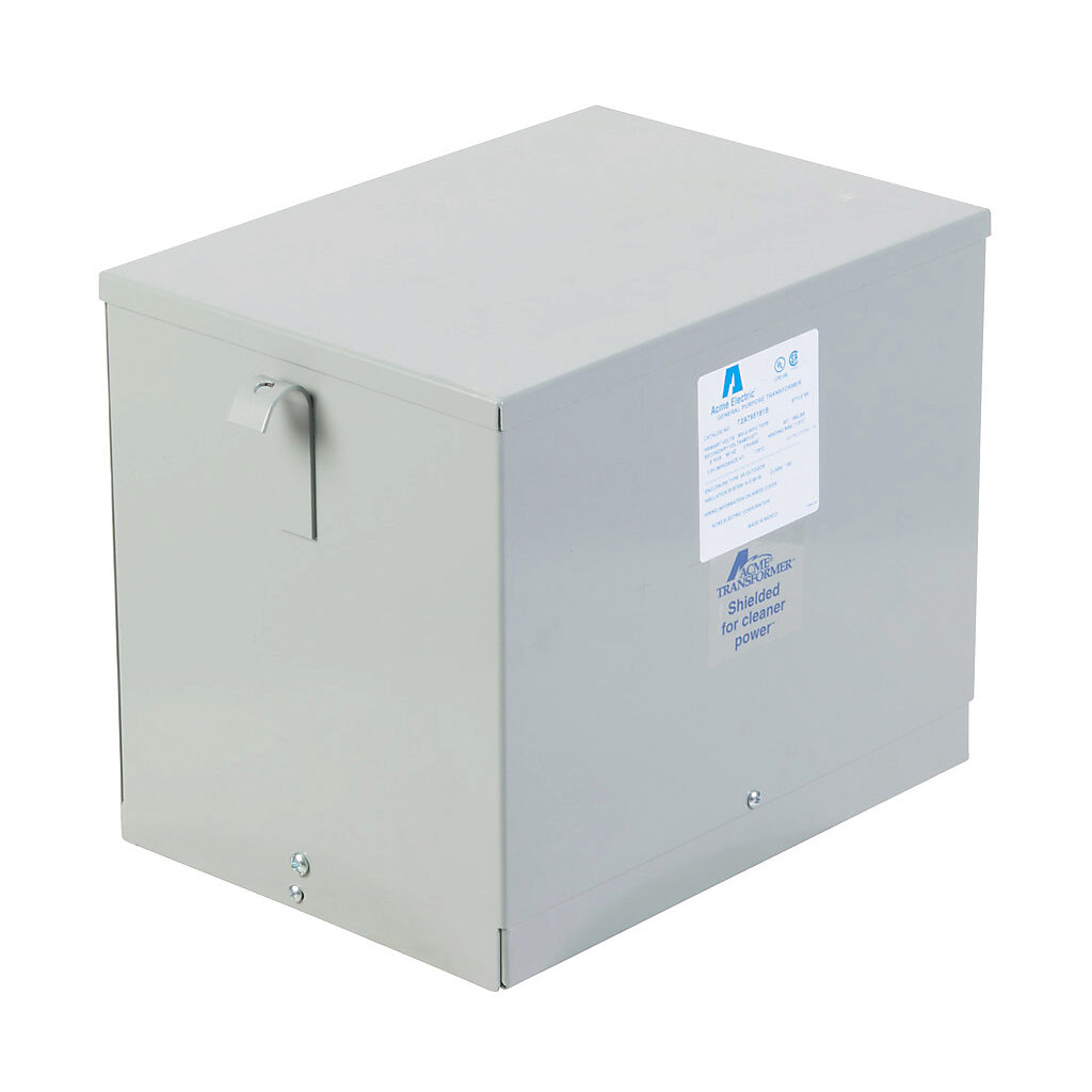 T2A795181S - ACME general purpose transformer, encapsulated core, 9 kVA, 3-phase, 600 VAC Delta, 480Y/277 VAC secondary, 60 Hz, electrostatic shield, NEMA 3R, wall mount.