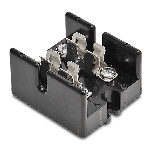 T30030-2SR - Bussmann fuse block, accepts T fuses, 30A, 300V, 2-pole, 18-10 AWG copper only, screw with pressure plate, panel mount.