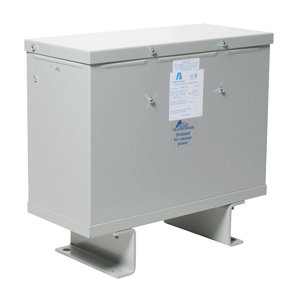 T3533111S - ACME general purpose transformer, encapsulated core, 15 kVA, 3-phase, 480 VAC Delta, 208Y/120 VAC secondary, 60 Hz, electrostatic shield, NEMA 3R, floor mount.