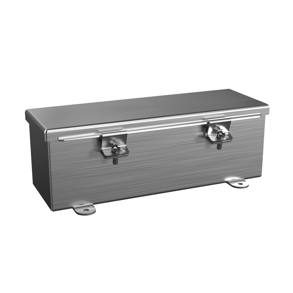 T4412CHSS - Wiegmann wiring trough, 4 x 4 x 12in (HxDxL), NEMA 1/4/4X/12, 304 stainless steel, No. 3 intermediate polished finish, single-door.