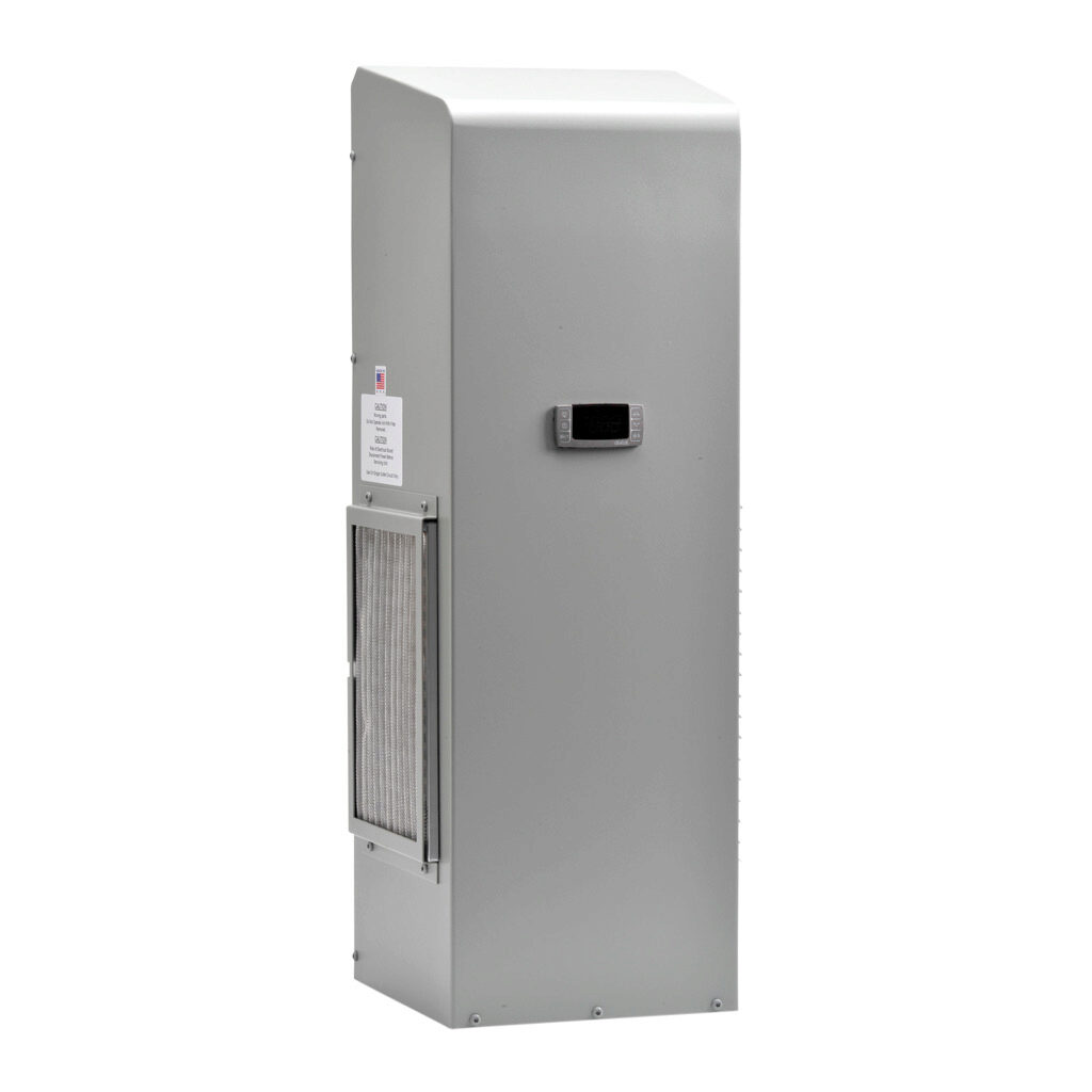 TA10-027-16-04 - Stratus air conditioner, 2680 BTU/H, R-134a, 115 VAC operating voltage, carbon steel housing, ANSI 61 gray, side mount. For use with NEMA/UL Type 4 enclosures.