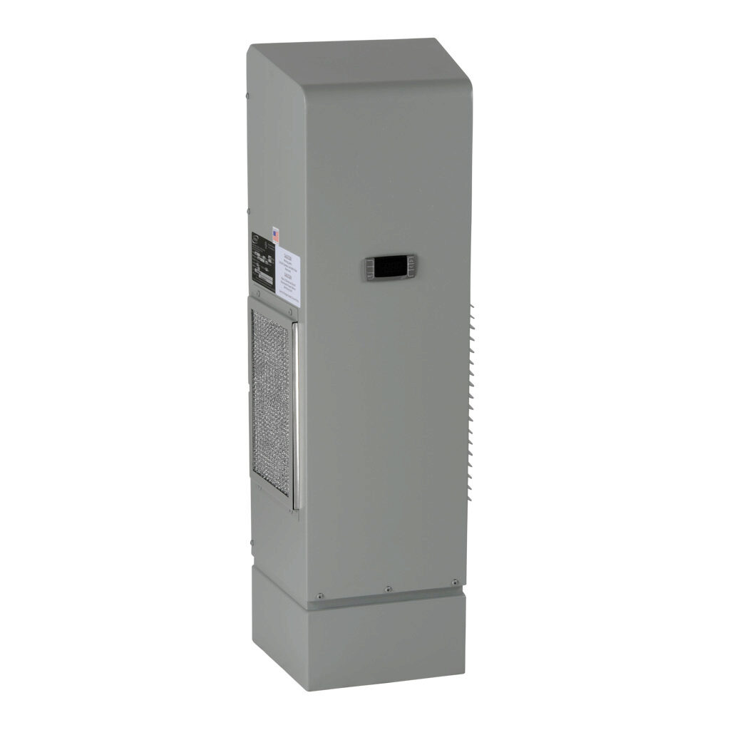 TA10-027-46-12 - Stratus air conditioner, 2680 BTU/H, R-134a, 460 VAC operating voltage, carbon steel housing, ANSI 61 gray, side mount. For use with NEMA/UL Type 12 enclosures.
