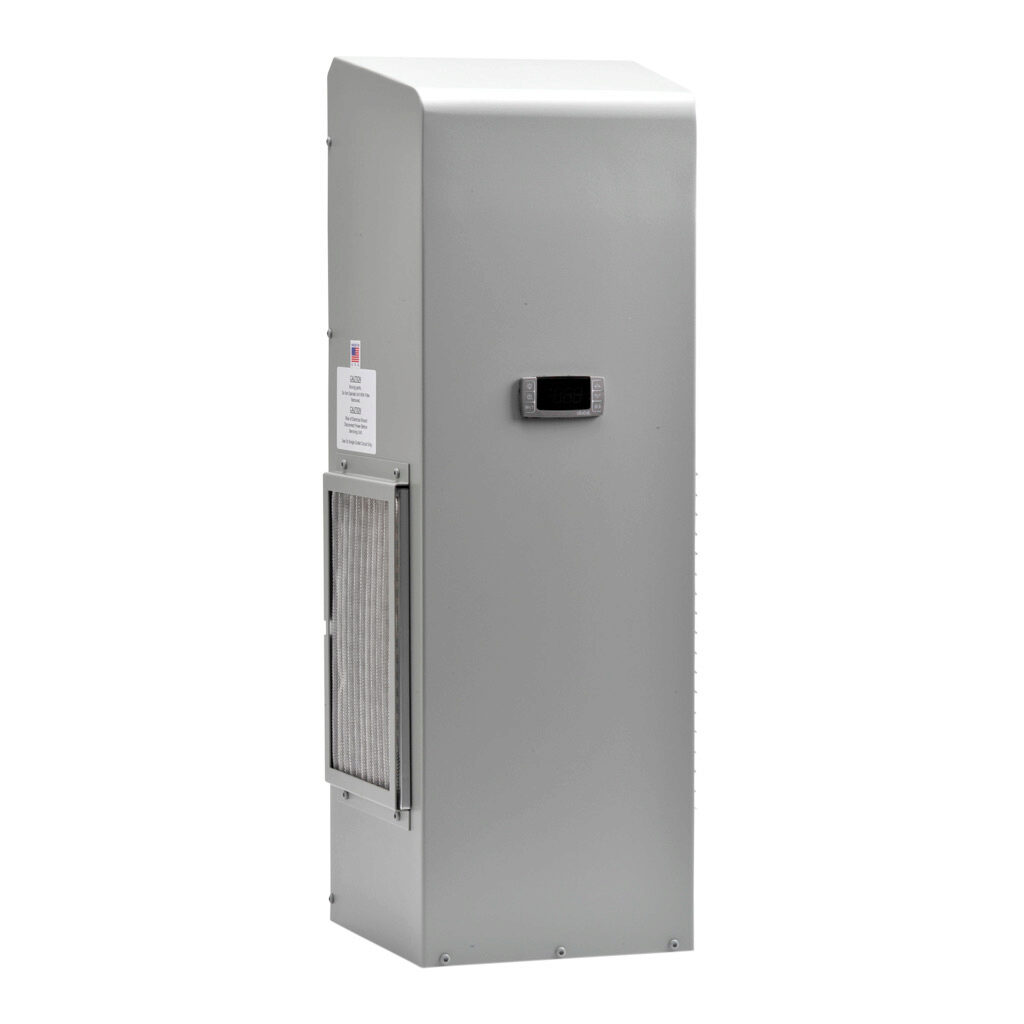 TA10-059-16-04 - Stratus air conditioner, 5910 BTU/H, R-134a, 115 VAC operating voltage, carbon steel housing, ANSI 61 gray, side mount. For use with NEMA/UL Type 4 enclosures.