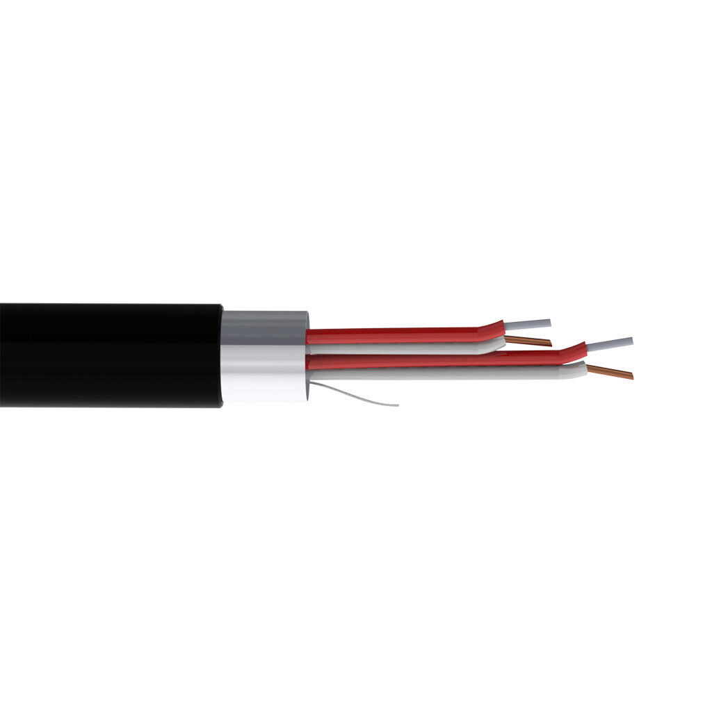 TE Connectivity THMWJ-20-2S-P-1 - TE Wire & Cable Type J thermocouple PLTC and ITC extension cable, shielded, 2 twisted pairs, 20 AWG, iron and copper-nickel, PVC conductor insulation material, white and red, PVC jacket, black, cut to length.