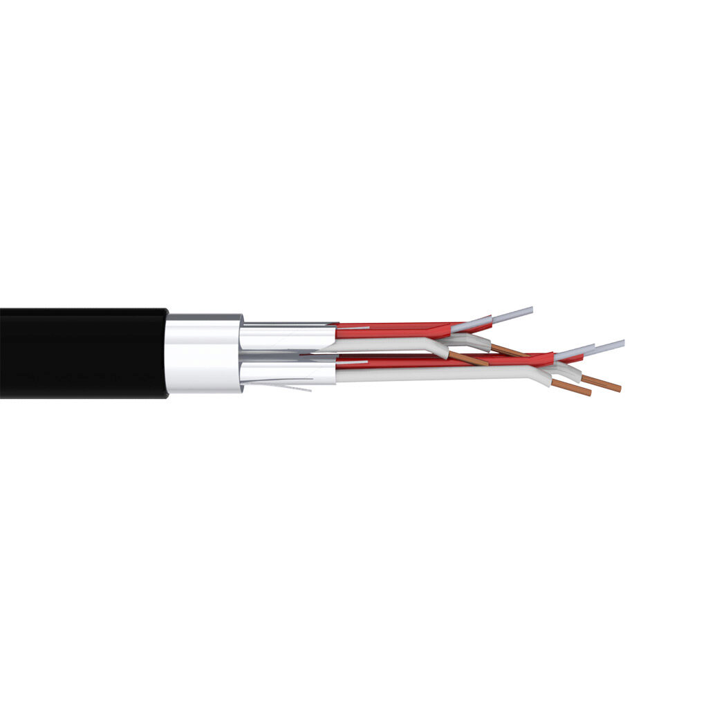 TE Connectivity THMWJ-20-4SS-P-1 - TE Wire & Cable Type J thermocouple PLTC and ITC extension cable, individual and overall shielded, 4 twisted pairs, 20 AWG, iron and copper-nickel, PVC conductor insulation material, white and red, PVC jacket, black, cut to length.