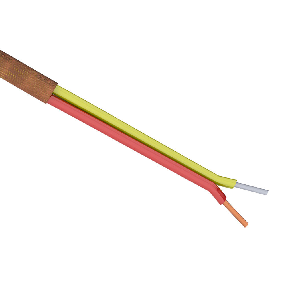 TE Connectivity THMWK-20-1U-HG-1 - TE Wire & Cable Type K thermocouple extension wire, unshielded, 2 conductors, 20 AWG, nickel-chromium and nickel-aluminum, high temperature fiberglass conductor insulation material, yellow and red, high temperature fiberglass ja...