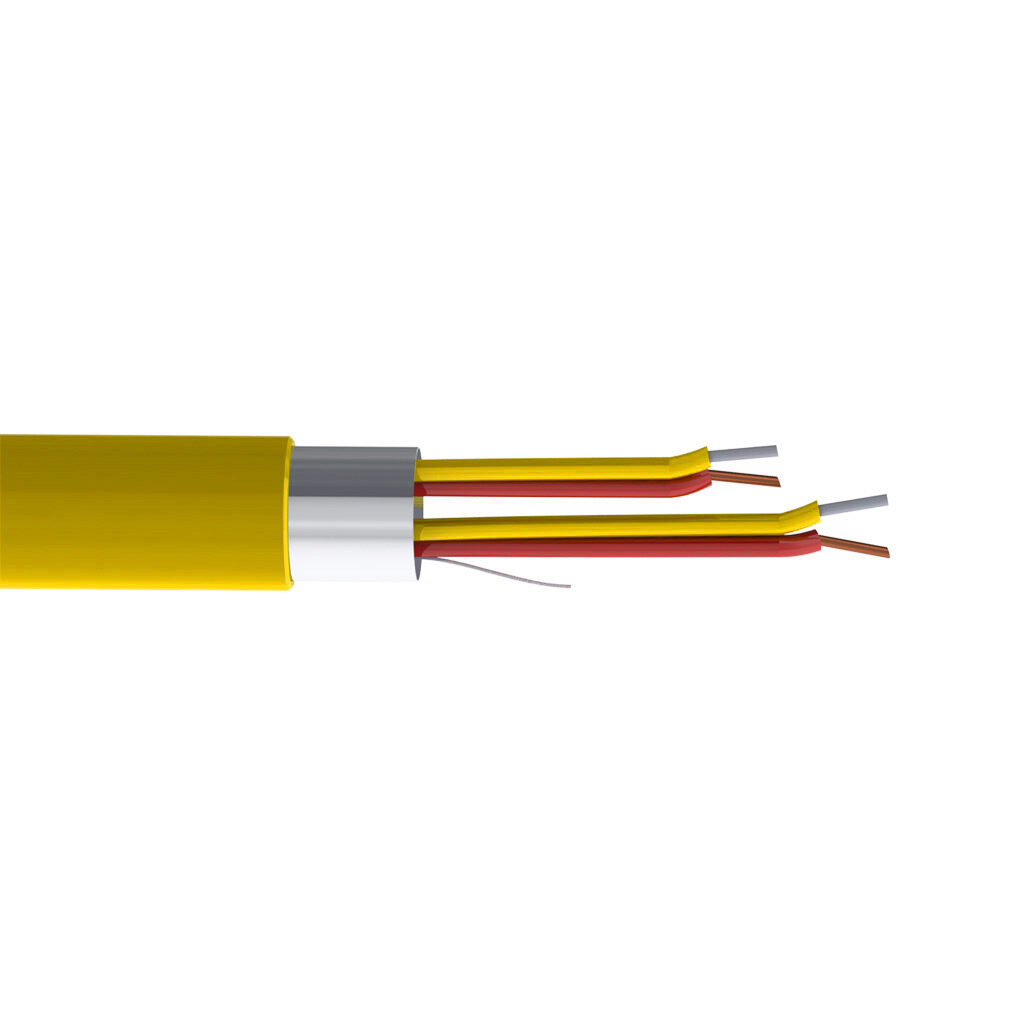 TE Connectivity THMWK-20-2S-P-1 - TE Wire & Cable Type K thermocouple PLTC and ITC extension cable, shielded, 2 twisted pairs, 20 AWG, nickel-chromium and nickel-aluminum, PVC conductor insulation material, yellow and red, PVC jacket, yellow, cut to length.