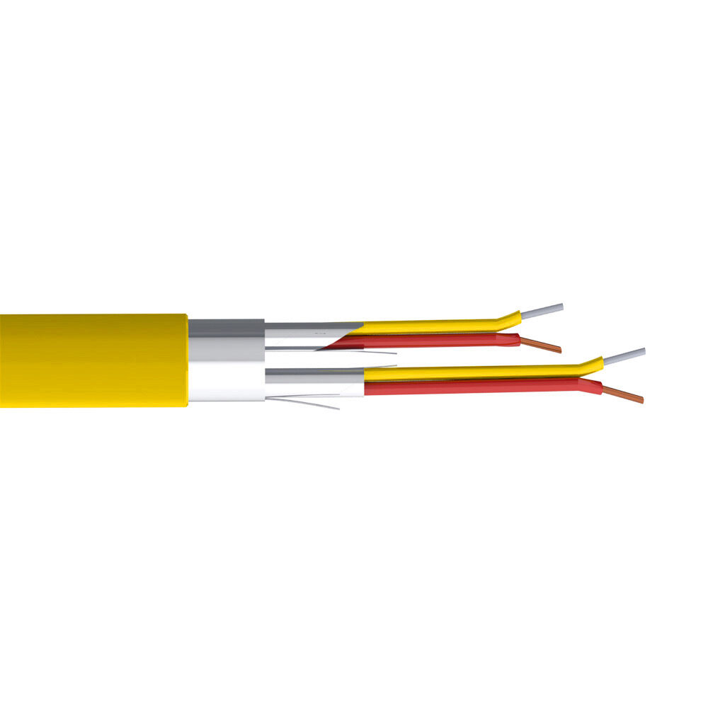 TE Connectivity THMWK-20-2SS-P-1 - TE Wire & Cable Type K thermocouple PLTC and ITC extension cable, individual and overall shielded, 2 twisted pairs, 20 AWG, nickel-chromium and nickel-aluminum, PVC conductor insulation material, yellow and red, PVC jacket, yell...