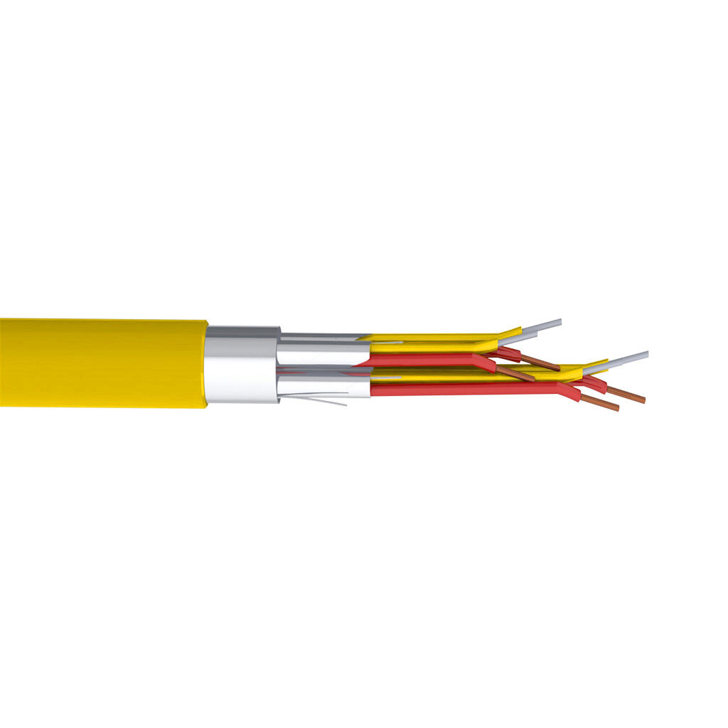 TE Connectivity THMWK-20-4SS-P-1 - TE Wire & Cable Type K thermocouple PLTC and ITC extension cable, individual and overall shielded, 4 twisted pairs, 20 AWG, nickel-chromium and nickel-aluminum, PVC conductor insulation material, yellow and red, PVC jacket, yell...