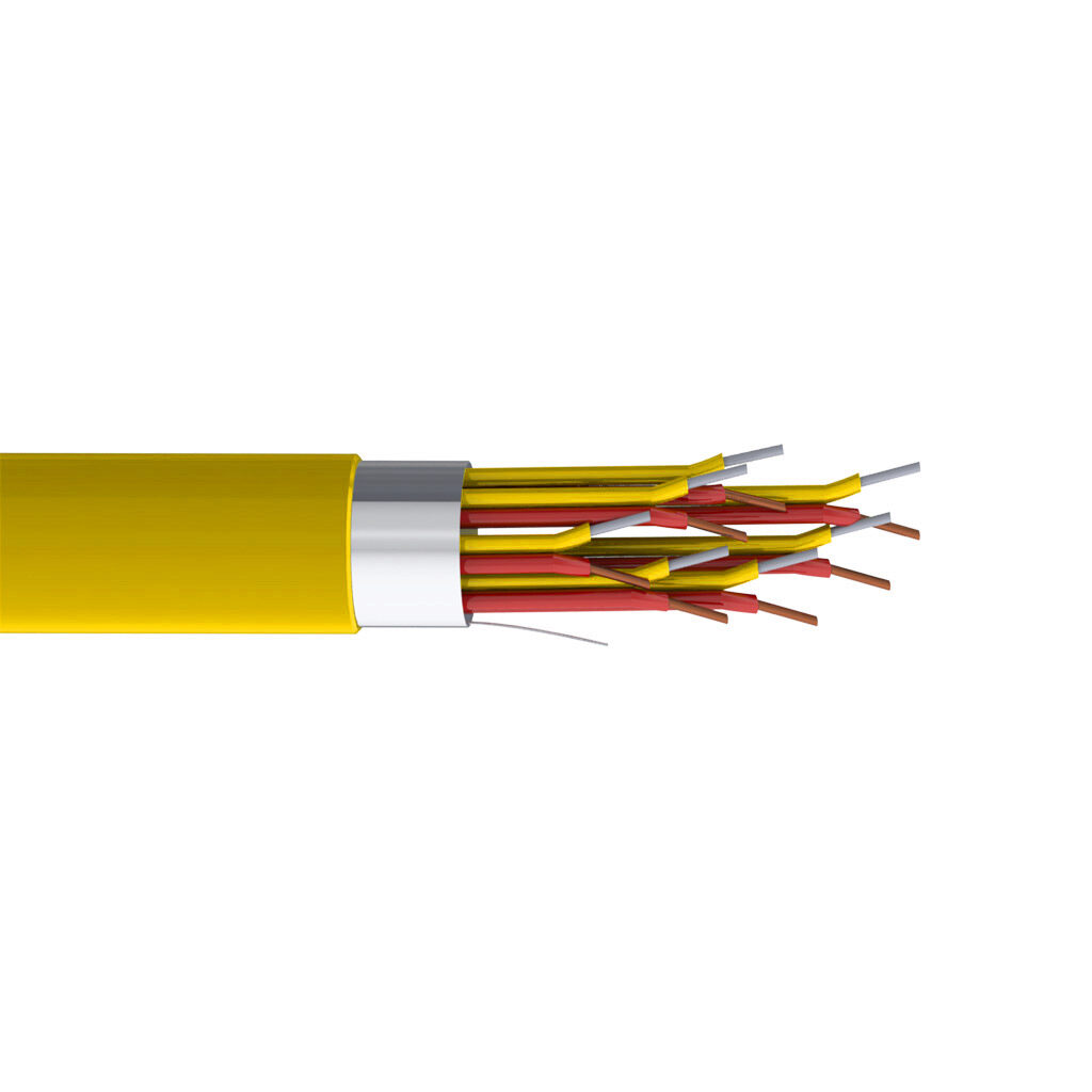 TE Connectivity THMWK-20-8S-P-1 - TE Wire & Cable Type K thermocouple PLTC and ITC extension cable, shielded, 8 twisted pairs, 20 AWG, nickel-chromium and nickel-aluminum, PVC conductor insulation material, yellow and red, PVC jacket, yellow, cut to length.