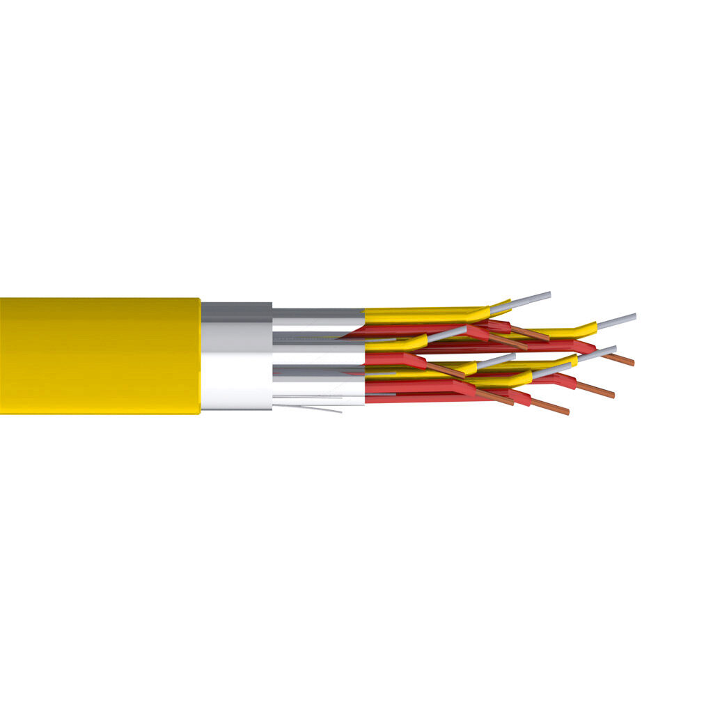 TE Connectivity THMWK-20-8SS-P-1 - TE Wire & Cable Type K thermocouple PLTC and ITC extension cable, individual and overall shielded, 8 twisted pairs, 20 AWG, nickel-chromium and nickel-aluminum, PVC conductor insulation material, yellow and red, PVC jacket, yell...