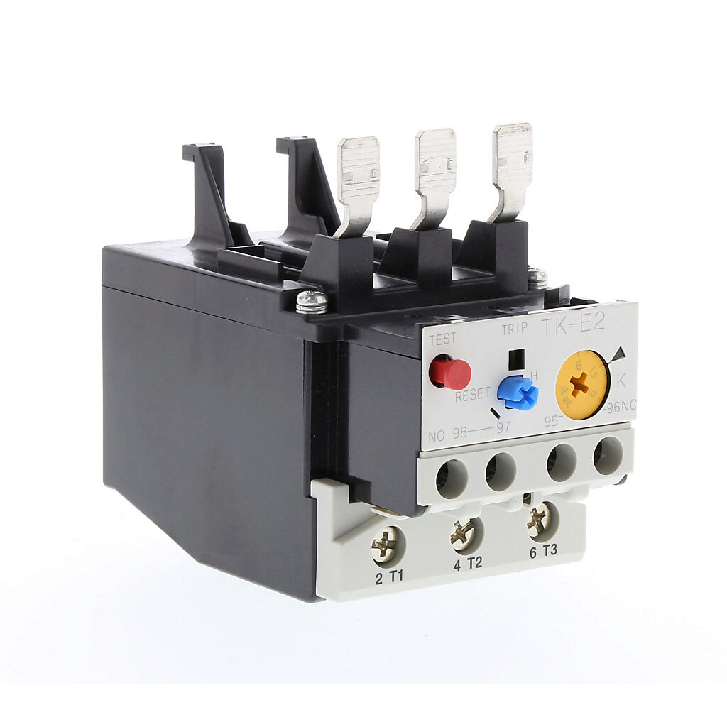 TK-E2-900 - Fuji Electric TK-E2 series thermal overload relay, 6.0-9.0A adjustable, bi-metallic, local reset, direct mount power connection(s). For use with SC-E1x, SC-E2x and SC-E2Sx series contactors.