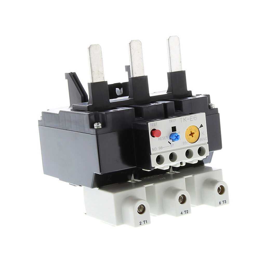 TK-E6-12500 - Fuji Electric TK-E6 series thermal overload relay, 85.0-125.0A adjustable, bi-metallic, local reset, direct mount power connection(s). For use with SC-E6x and SC-E7x series contactors.