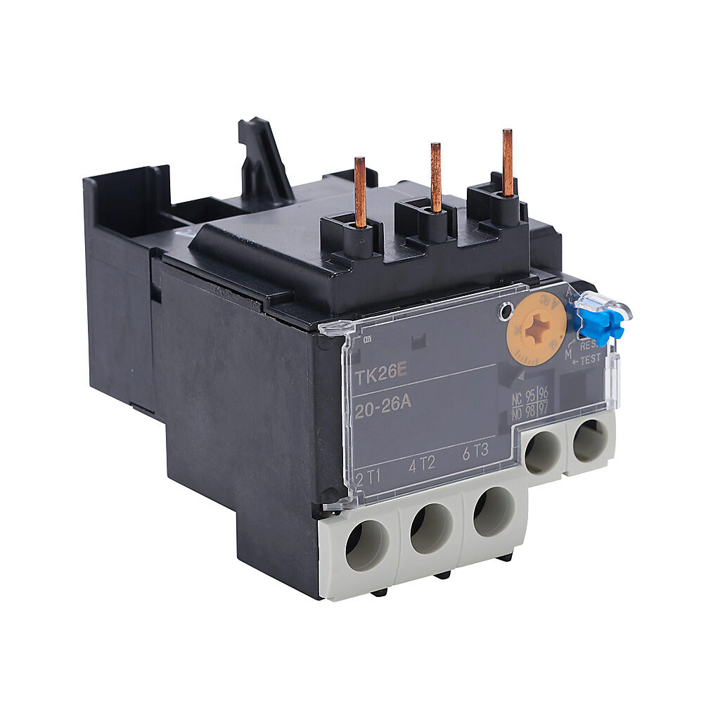 TK26E-020 - Fuji Electric TK26E series thermal overload relay, 20.0-26.0A adjustable, bi-metallic, local reset, direct mount power connection(s). For use with SC-E05x series contactors.