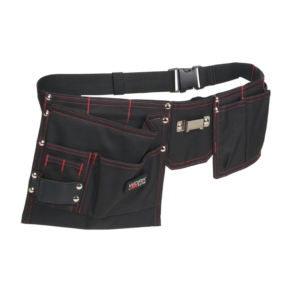TOPTOOLBELTR - GT Line tool belt set, polyester canvas, 6 compartments, includes screwdriver pouch, tape measure pouch, and general purpose pouch. Accommodates waists up to 51in.