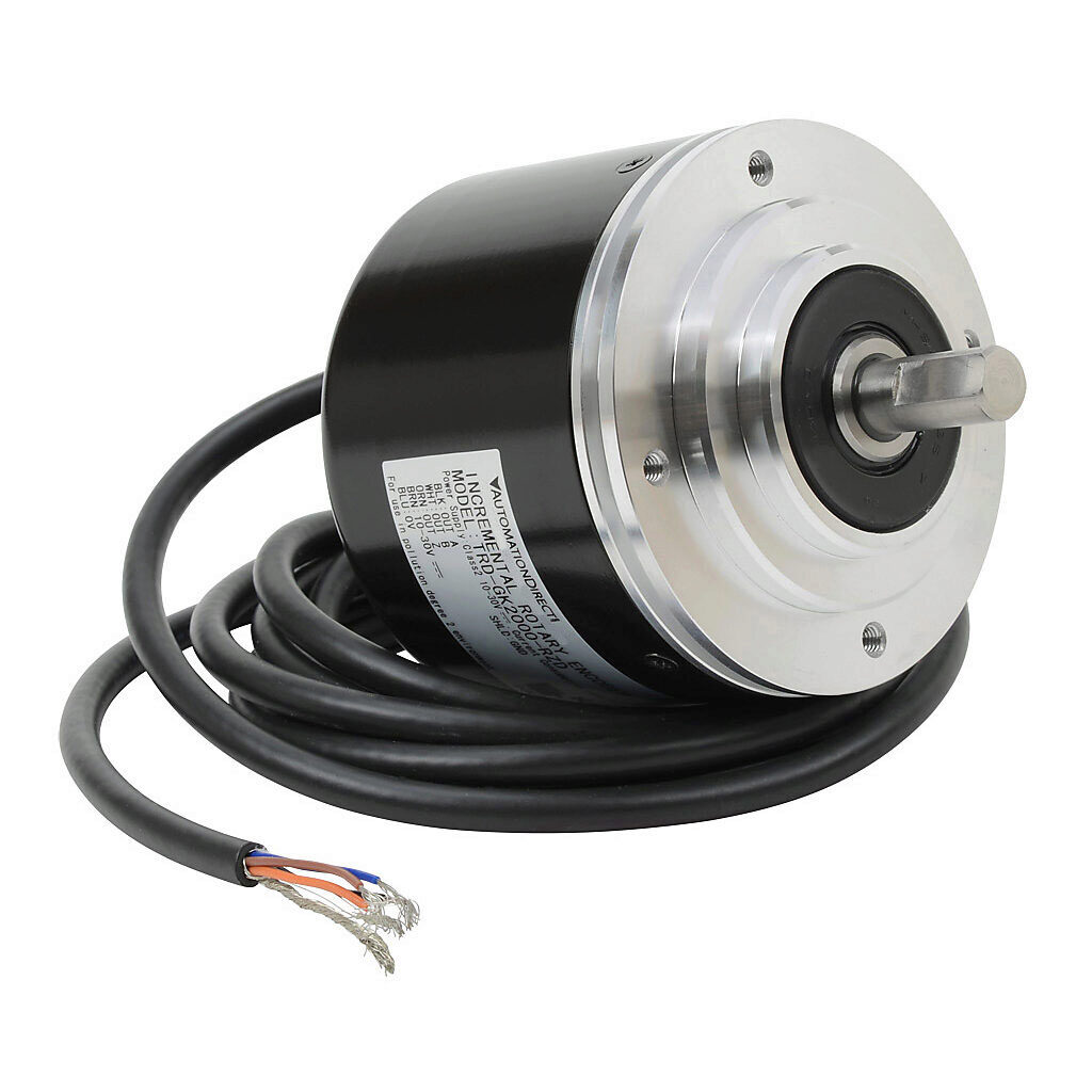 TRD-GK2000-RZD - JTEKT TRD-GK series incremental (quadrature) rotary encoder, 10-30 VDC, push-pull (totem) output, heavy duty, 2000 ppr, 10mm solid shaft, 78mm diameter body, IP65, 6.5ft/2m cable length, axial exit, pigtail.