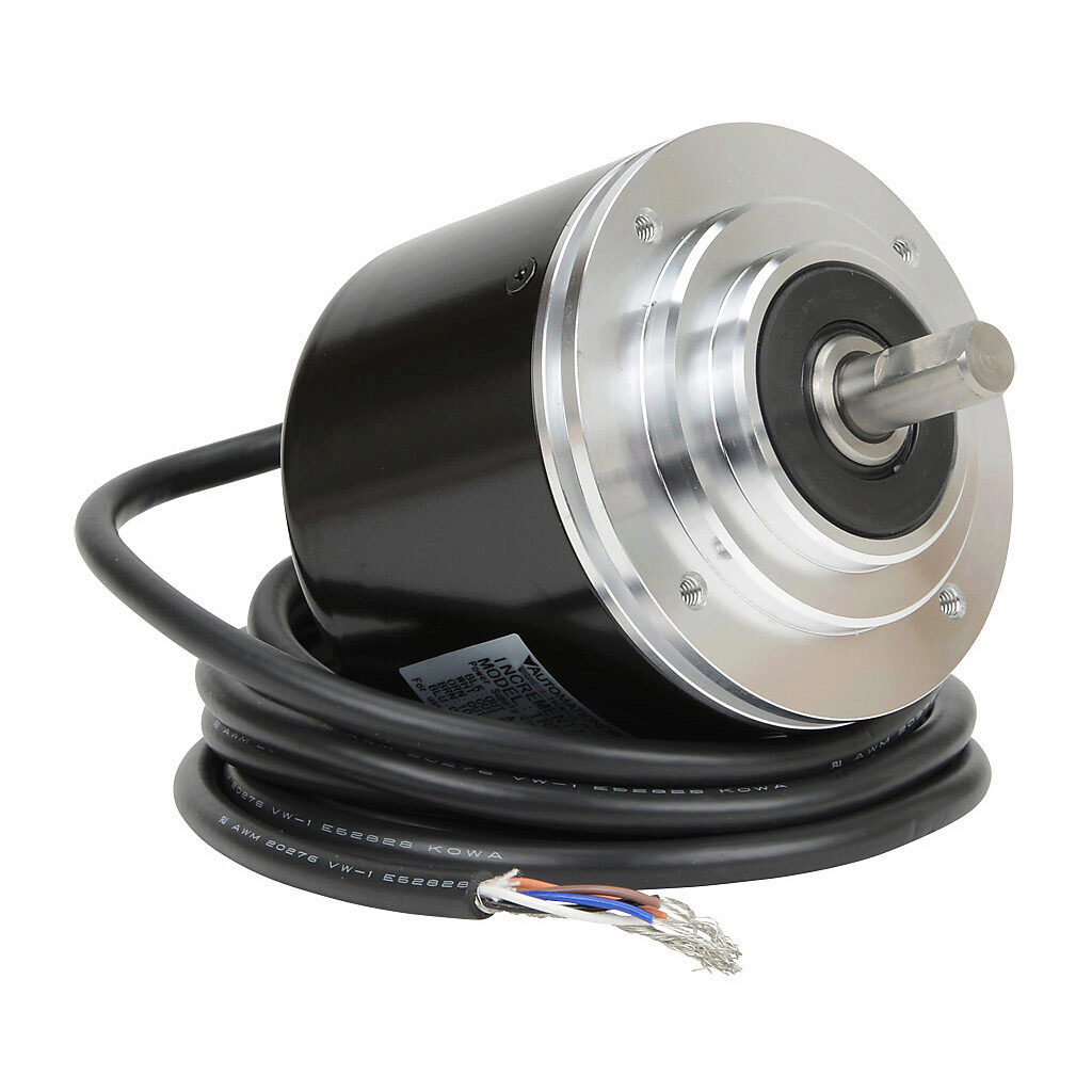 TRD-GK500-RZD - JTEKT TRD-GK series incremental (quadrature) rotary encoder, 10-30 VDC, push-pull (totem) output, heavy duty, 500 ppr, 10mm solid shaft, 78mm diameter body, IP65, 6.5ft/2m cable length, axial exit, pigtail.