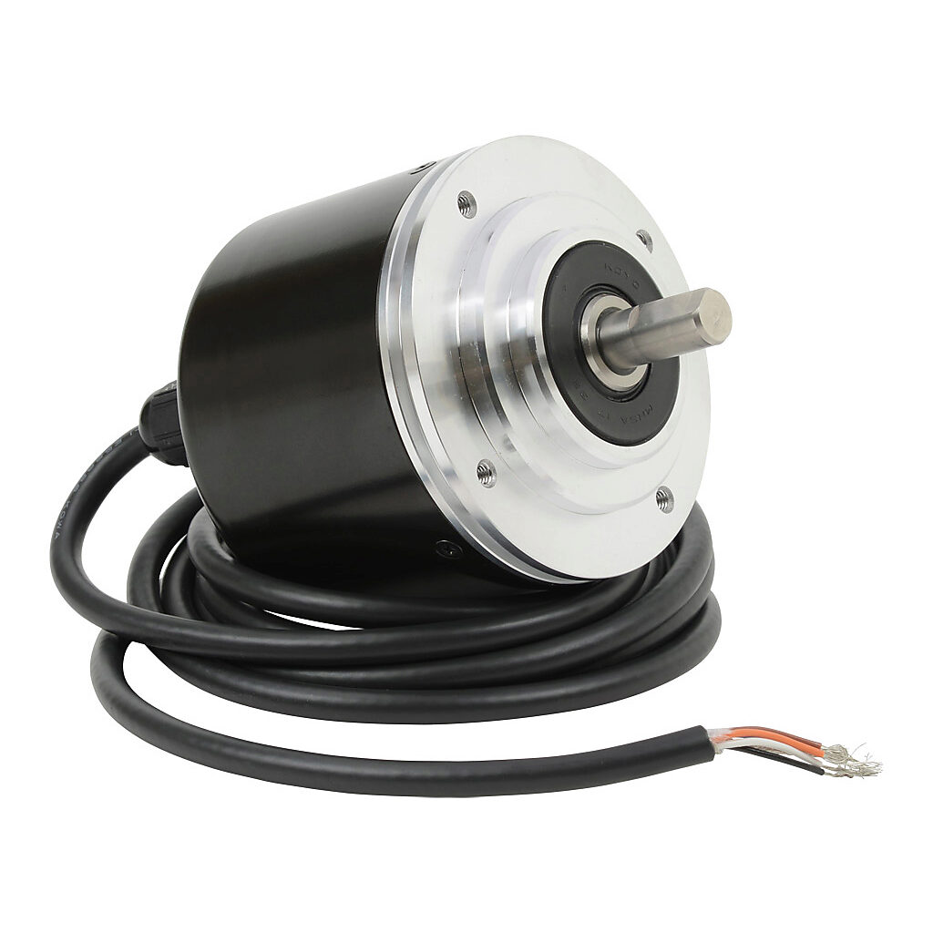 TRD-GK5000-RZD - JTEKT TRD-GK series incremental (quadrature) rotary encoder, 10-30 VDC, push-pull (totem) output, heavy duty, 5000 ppr, 10mm solid shaft, 78mm diameter body, IP65, 6.5ft/2m cable length, axial exit, pigtail.