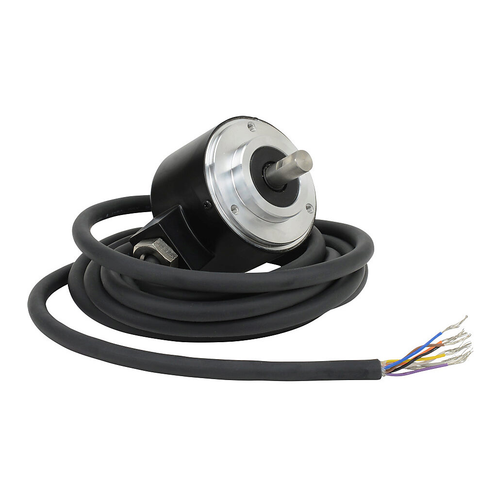TRD-N200-RZVWD - JTEKT TRD-N series incremental (quadrature) rotary encoder, 5 VDC, line driver (differential) output, medium duty, 200 ppr, 8mm solid shaft, 50mm diameter body, IP65, 6.5ft/2m cable length, radial exit, pigtail.