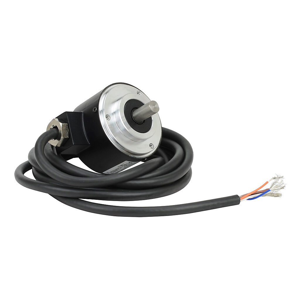 TRD-N2000-RZWD - JTEKT TRD-N series incremental (quadrature) rotary encoder, 5-30 VDC, push-pull (totem) output, medium duty, 2000 ppr, 8mm solid shaft, 50mm diameter body, IP65, 6.5ft/2m cable length, radial exit, pigtail.