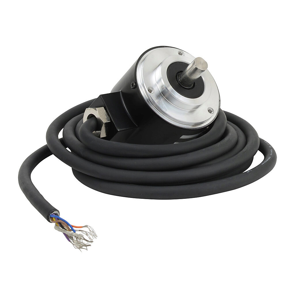 TRD-N60-RZVWD - JTEKT TRD-N series incremental (quadrature) rotary encoder, 5 VDC, line driver (differential) output, medium duty, 60 ppr, 8mm solid shaft, 50mm diameter body, IP65, 6.5ft/2m cable length, radial exit, pigtail.