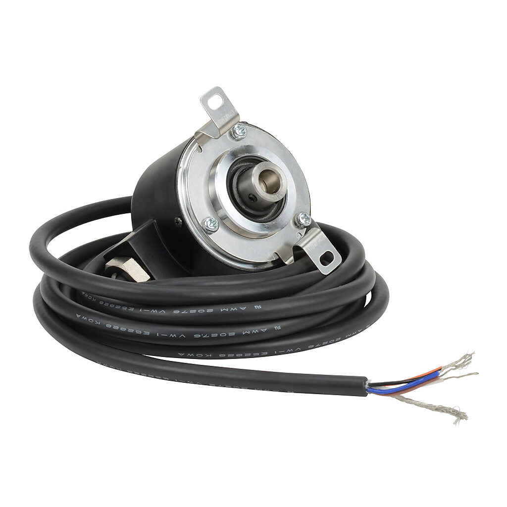 TRD-NH1024-RZWD - JTEKT TRD-N series incremental (quadrature) rotary encoder, 5-30 VDC, push-pull (totem) output, medium duty, 1024 ppr, 8mm hollow shaft, 50mm diameter body, IP65, 6.5ft/2m cable length, radial exit, pigtail.