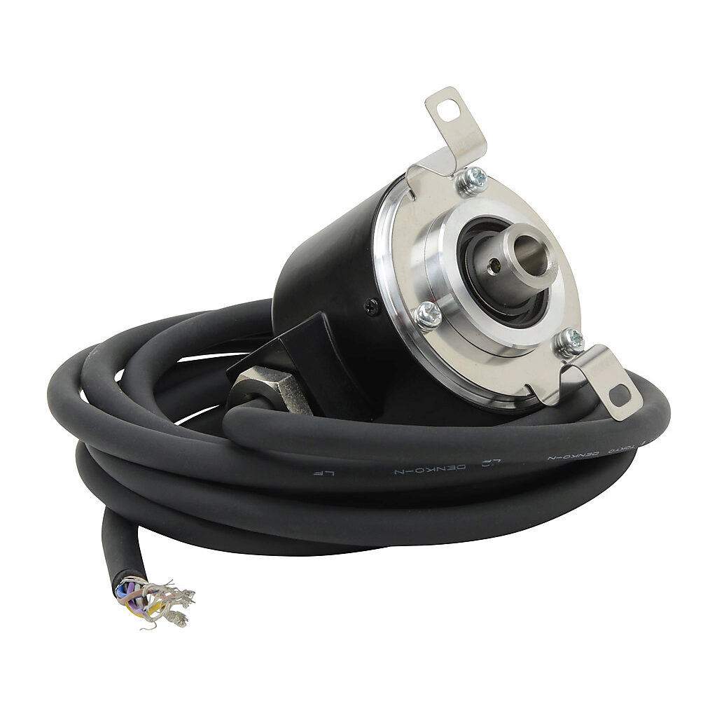 TRD-NH40-RZVWD - JTEKT TRD-N series incremental (quadrature) rotary encoder, 5 VDC, line driver (differential) output, medium duty, 40 ppr, 8mm hollow shaft, 50mm diameter body, IP65, 6.5ft/2m cable length, radial exit, pigtail.