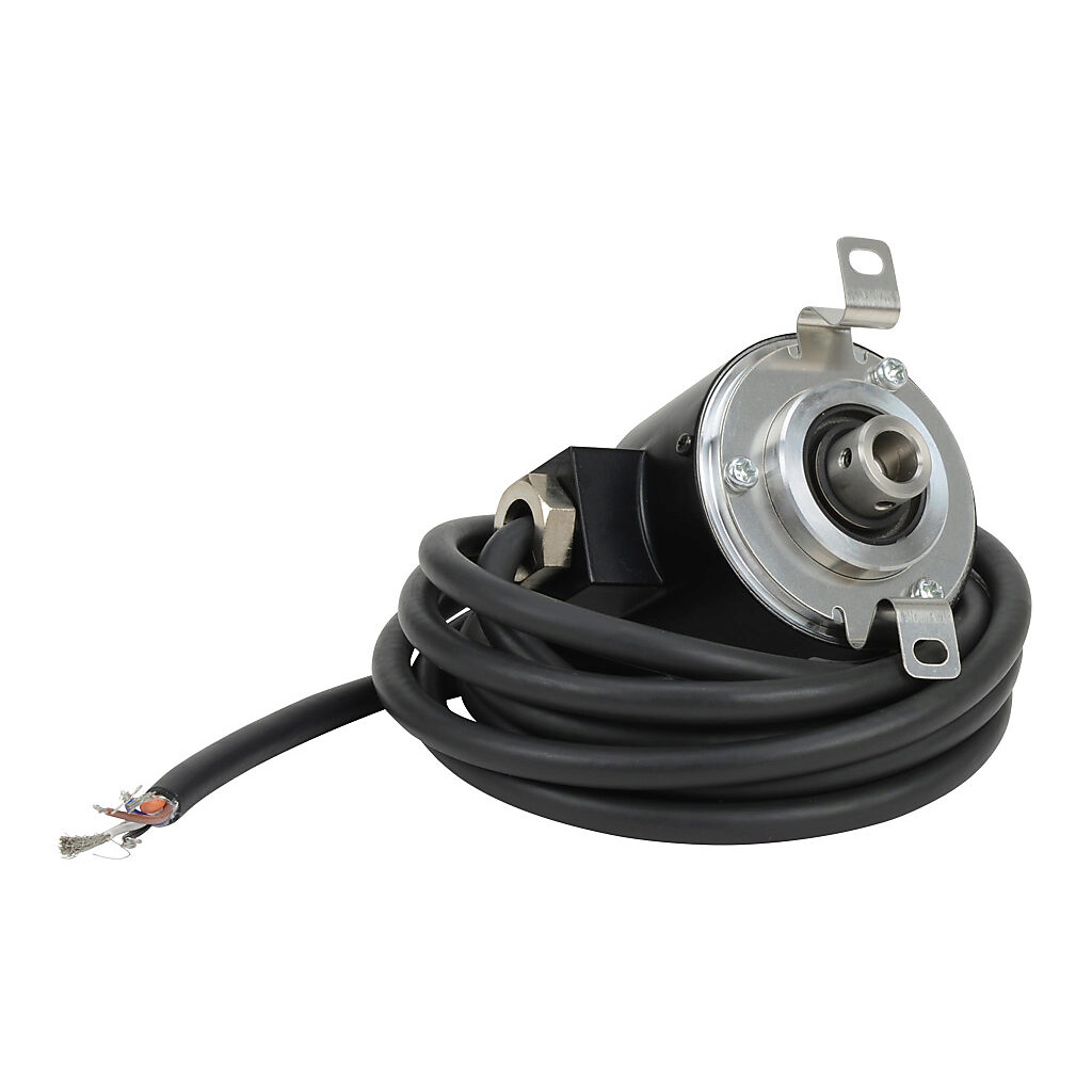 TRD-NH480-RZWD - JTEKT TRD-N series incremental (quadrature) rotary encoder, 5-30 VDC, push-pull (totem) output, medium duty, 480 ppr, 8mm hollow shaft, 50mm diameter body, IP65, 6.5ft/2m cable length, radial exit, pigtail.