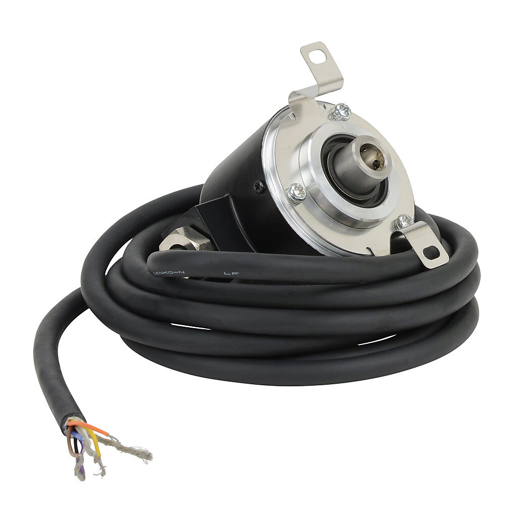 TRD-NH60-RZVWD - JTEKT TRD-N series incremental (quadrature) rotary encoder, 5 VDC, line driver (differential) output, medium duty, 60 ppr, 8mm hollow shaft, 50mm diameter body, IP65, 6.5ft/2m cable length, radial exit, pigtail.