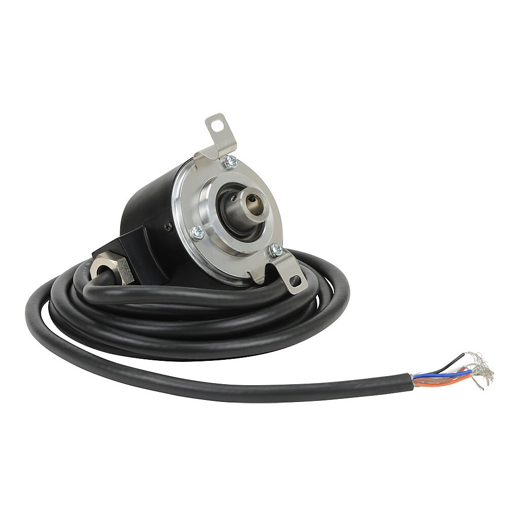 TRD-NH750-RZWD - JTEKT TRD-N series incremental (quadrature) rotary encoder, 5-30 VDC, push-pull (totem) output, medium duty, 750 ppr, 8mm hollow shaft, 50mm diameter body, IP65, 6.5ft/2m cable length, radial exit, pigtail.