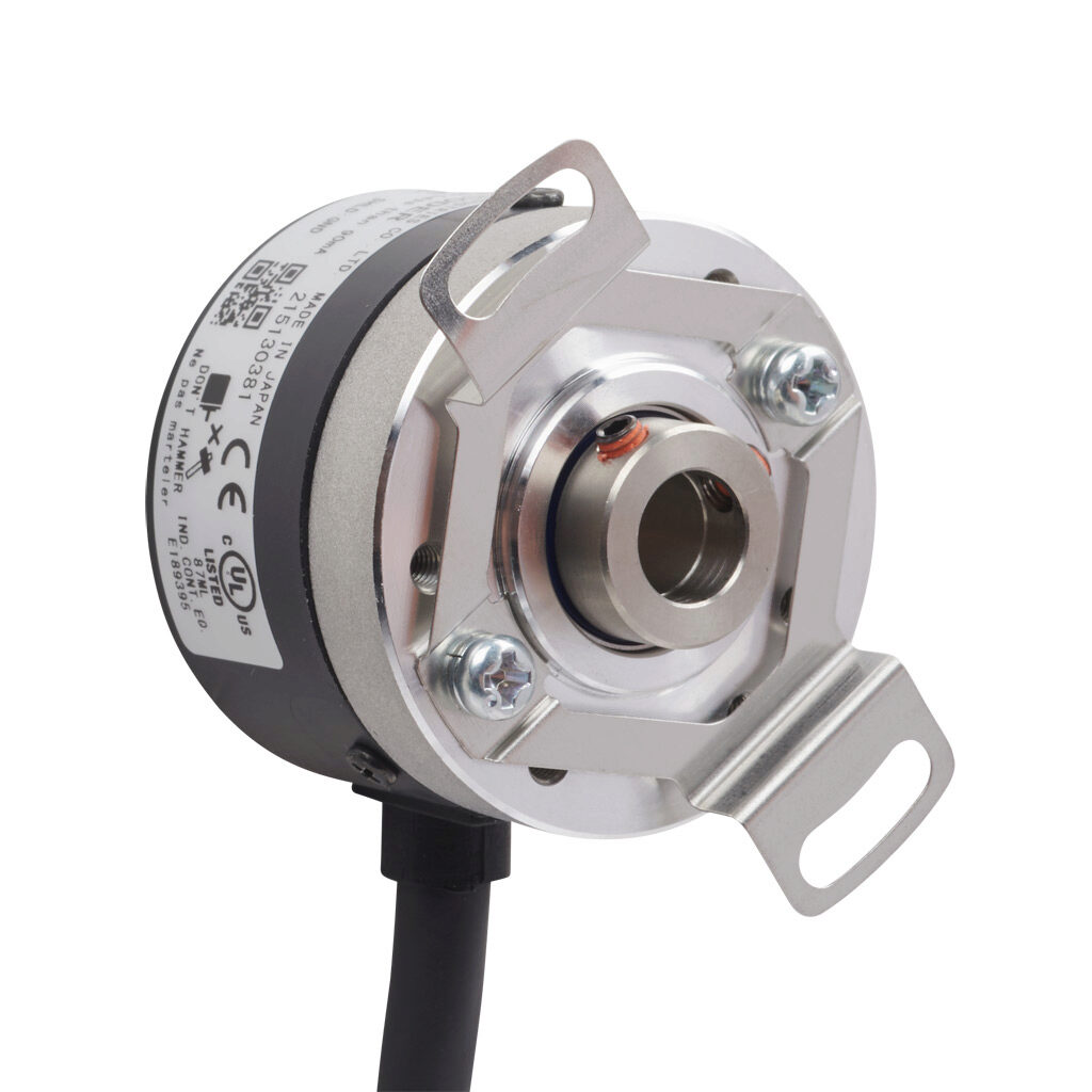 TRD-SHR1024V5D - JTEKT TRD-SR series incremental (quadrature) rotary encoder, 5 VDC, line driver (differential) output, light duty, 1024 ppr, 8mm hollow shaft, 38mm diameter body, IP50, 6.5ft/2m cable length, radial exit, pigtail.
