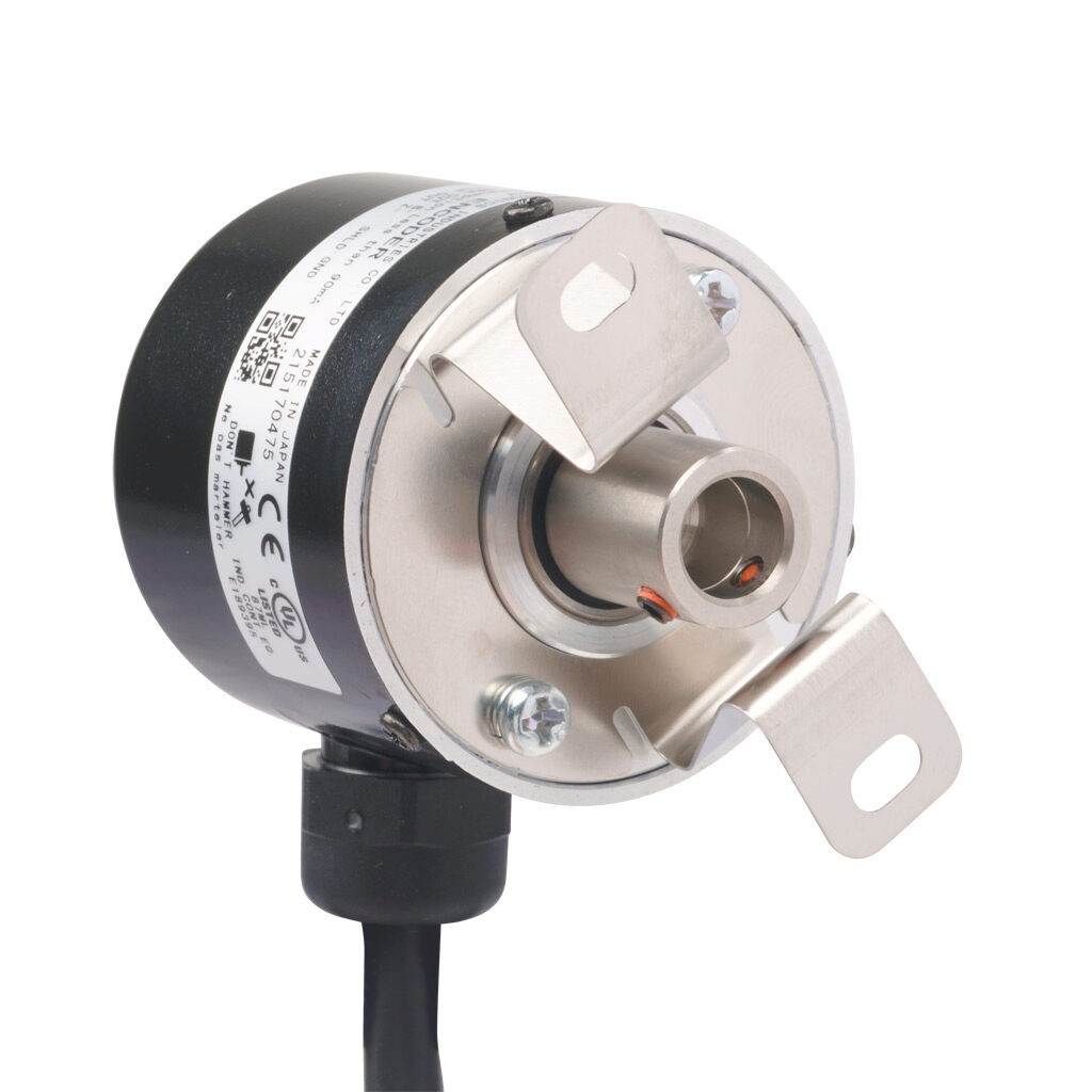 TRD-SHR1024VW0D - JTEKT TRD-SR series incremental (quadrature) rotary encoder, 5 VDC, line driver (differential) output, light duty, 1024 ppr, 8mm hollow shaft, 40mm diameter body, IP65, 6.5ft/2m cable length, radial exit, pigtail.